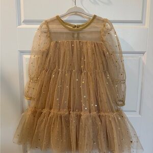 Gold Starry Kids Formal Dress